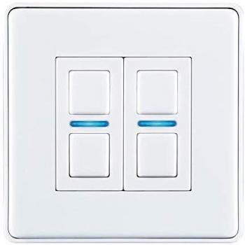 Lightwave 2‑Gang Smart Dimmer, L22WH – Sleek White Metal