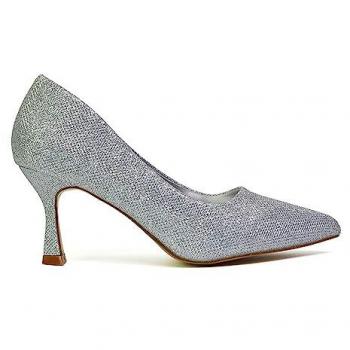 Mid‑Height Stiletto Court Shoes (Silver) – Romi by XY