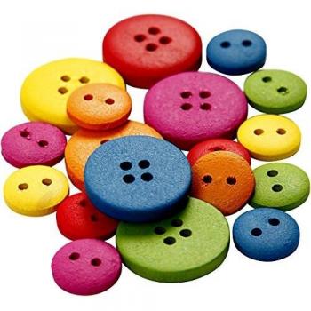 Boutons en bois assortis, diamètre 12-20 mm, 1,5-2 mm de trou, 360 pièces