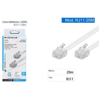 Cavo Telefonico Prolunga RJ11 20 Metri Modem ADSL Maxtech