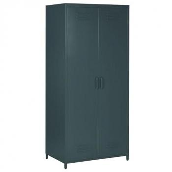 Armadio Metallico Grigio per Ufficio Casa con 2 Ante e 4 Ripiani Design Industriale