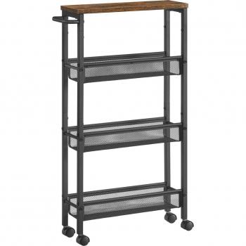 Carro Estrecho de Cocina con Ruedas, 4 Niveles, 13 x 45,4 x 77 cm