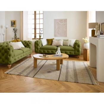 Canapé Droit Vert en Velours Lisa Design