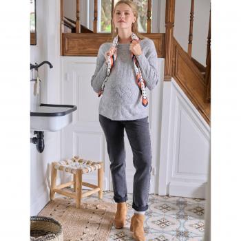 Pull Avant-Devant VertbauDet Gris Chiné – Confort Grossesse / Allaitement