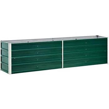 Garden Raised Bed Galvanized Steel 94.5x15.7x17.7 Green Vidaxl