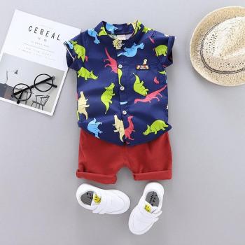 Baby Boy Dinosaur Print Lapel Shirt