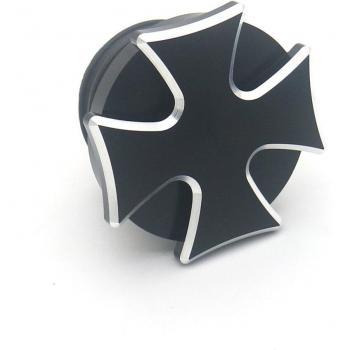 Tapa de Tanque Harley Zorbyz Cromo Negro, Corte CNC y Sistema de Ventilación Cruzada – Sportster, Road King, Softail