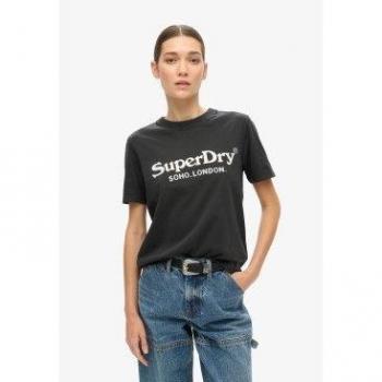 Sleek Black Metal Venue T-Shirt for Women – Superdry S