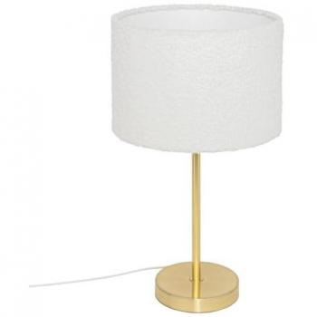 Lampe à poser Tina Doré H49cm en métal avec abat-jour en bouclettes blanches