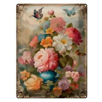 Nostalgisches Blechschild Blumen Bouquet 12x18cm