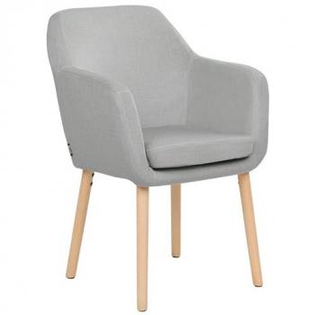 Sedia da pranzo in velluto grigio con struttura in legno