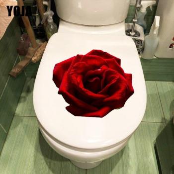 Red Rose Decorative Bathroom Stickers 25.7CM x 21CM T1-2648