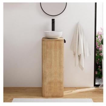 Mob-in Lavabo Totem in Rovere Massello con Rubinetto Tom Nero
