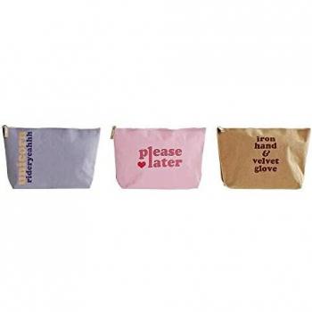 Trousse de rangement DKD Home Decor en toile bleu rose marron polyester synthétique chic (32,5 x 8 x 21 cm) (3 pièces)