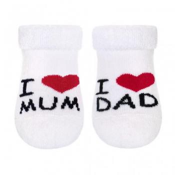 Froté ponožky pro děti New Baby bílé I Love Mum and Dad