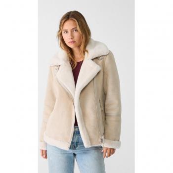 Stradivarius Ecru Bikerjacke Doubleface XS
