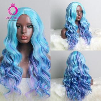 Lolita Cosplay Blue Synthetic Loose Wave Wig 20-24 Inch