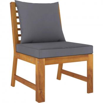 Canapé central en bois d'acacia avec coussin gris foncé