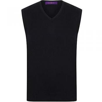 Henbury Herren ärmelloser Pullover 12 Gauge V-Ausschnitt schwarz XL