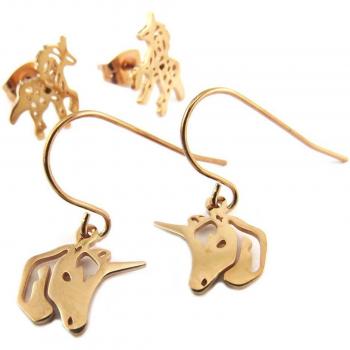 Paires de Boucles Licorne Rêveuse doré rosé