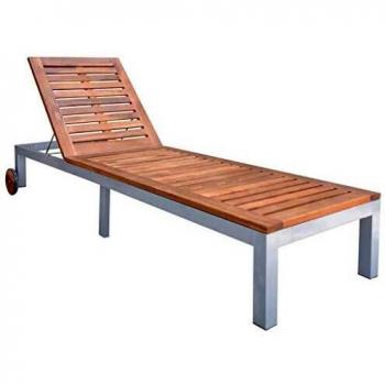 Chaise longue jardin en bois d'acacia