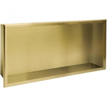 Stainless Steel 30x60 Brushed Gold Bathroom Shelf – Built‑In (REA)
