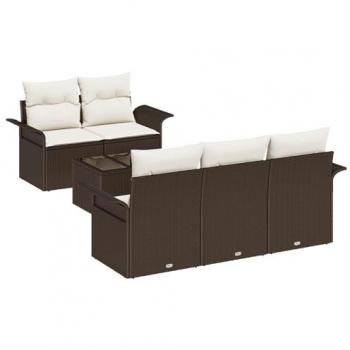 VidaXL 6-teiliges Sofa Set mit Kissen in braunem Poly-Rattan