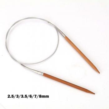 Set d'aiguilles à tricoter circulaires en bambou naturel 2,5mm-8mm 80cm