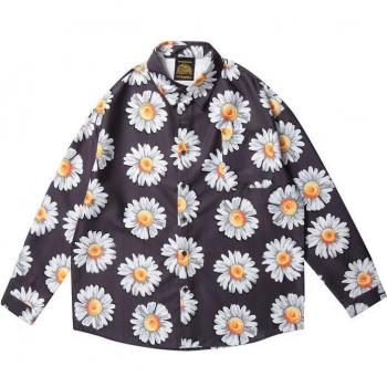 LINDSEY SEADER Tropical Daisy Print Long Sleeve Shirt for Men