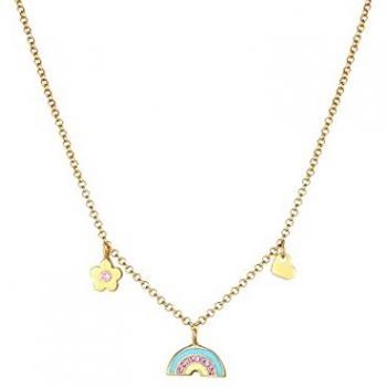 Ciondolo fiore cuore arcobaleno con smalto e cristalli in argento 925