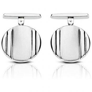 Gemelos Redondos de Oro Blanco 18k para Hombre 15mm
