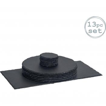 Argon Tableware 13 Piece Round Slate Placemats & Coasters Set