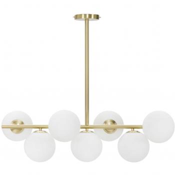 Lustre Glamour Doré et Verre Blanc