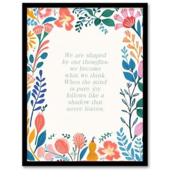 Mindful Bloom: Buddhist Quote in Botanical Frame