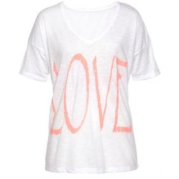 Vivance V-Shirt mit Neonprint, lockere Passform, Damen