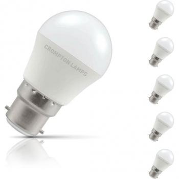 Crompton Lamps LED Golfball 4.9W B22 (10 Pack) Warm White Opal (40W Eqv)