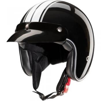 Casco Jet Nero Bianco Redbike RB-742 Stripes 2XL