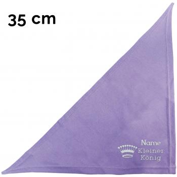 Schecker Hundehalstuch Flieder 35 cm bestickt mit Kleiner König + Krone + Hundename