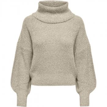 Maglione JDY Megan Collo Alto in Cemento e Dettagli Neri