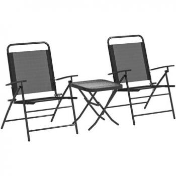 Bistró Acero + Textilene OutSunny en Color Negro – Modelo 84g-631v00bk