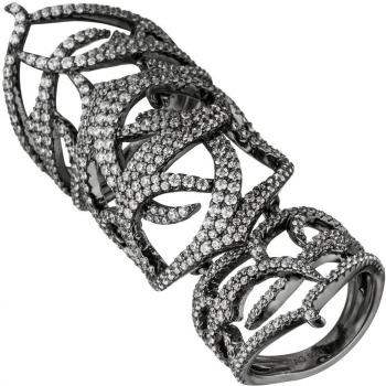 JOBO 925 Sterling Silber Ring für Frauen, schwarz, mit Zirkonia, 50 mm