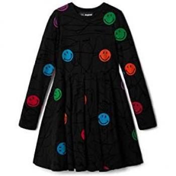 Desigual Mädchenkleid Smiley® Baumwolle Schwarz