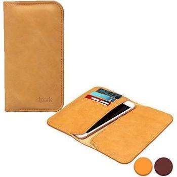 Funda universal tipo cartera D-Park para smartphones de 5 a 5,7 pulgadas en piel Camello