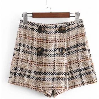 Aonibeier Ladies Vintage Plaid Blazer and Skirt Set