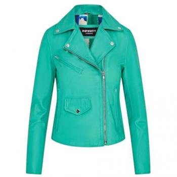 Women’s Infinity Brando Broome Leather Jacket, Aqua, 12