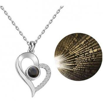Valentine's Day Round Shape Alloy Necklace with Exquisite Letter Carving