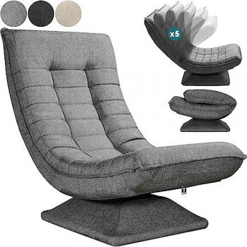 Fauteuil de relaxation rembourré pivotable à 360° capacité de charge de 150kg siège de gaming 58x57x84/87cm-Gris