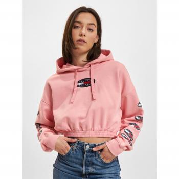 Sudadera cropped con logo rosa Tommy Jeans mujer