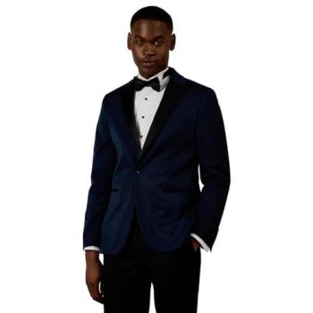 Burton Men's Navy Peak Collar Tuxedo Jacket (Tailored Fit) – 40S