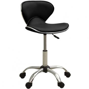 VidaXL Beauty Salon Stool with Backrest, Black